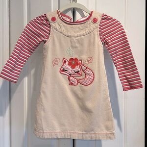 2 Pc Set💝 Cream Fox 🦊 FALL Jumper & Matching , Long Sleeve Striped Shirt